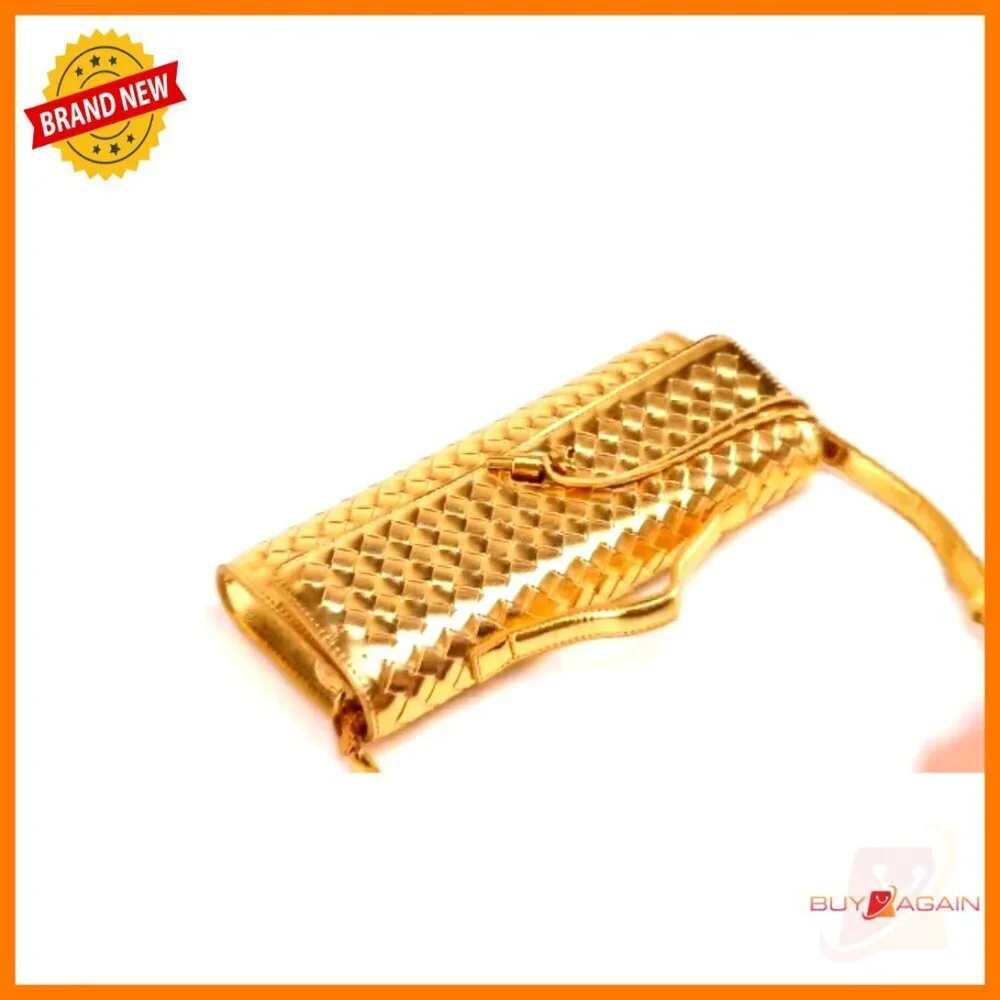 PU Leather Woven Evening Clutch with Adjustable Strap 11.8x4.9 Inches